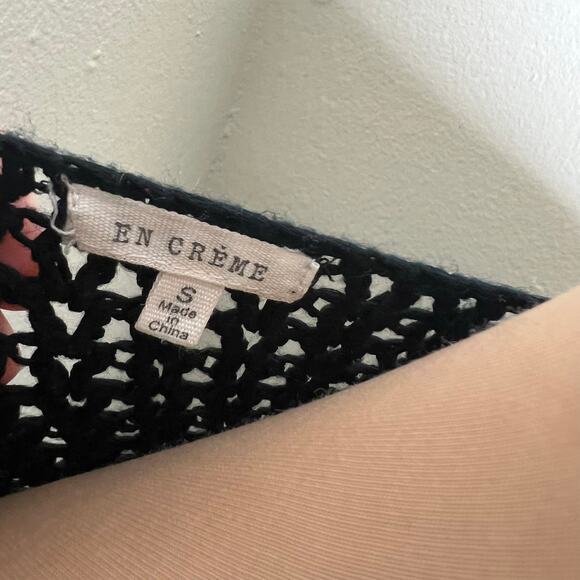 En Creme Crochet Top Small Womens Granny Square Black Orange Boho Cottage Hippie - Picture 6 of 6